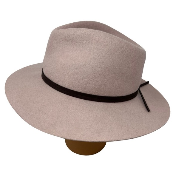 Morgan & Taylor Wool Dusty Pink Brown Trim Fedora Hat Adj OSFM Western Country - Picture 2 of 10